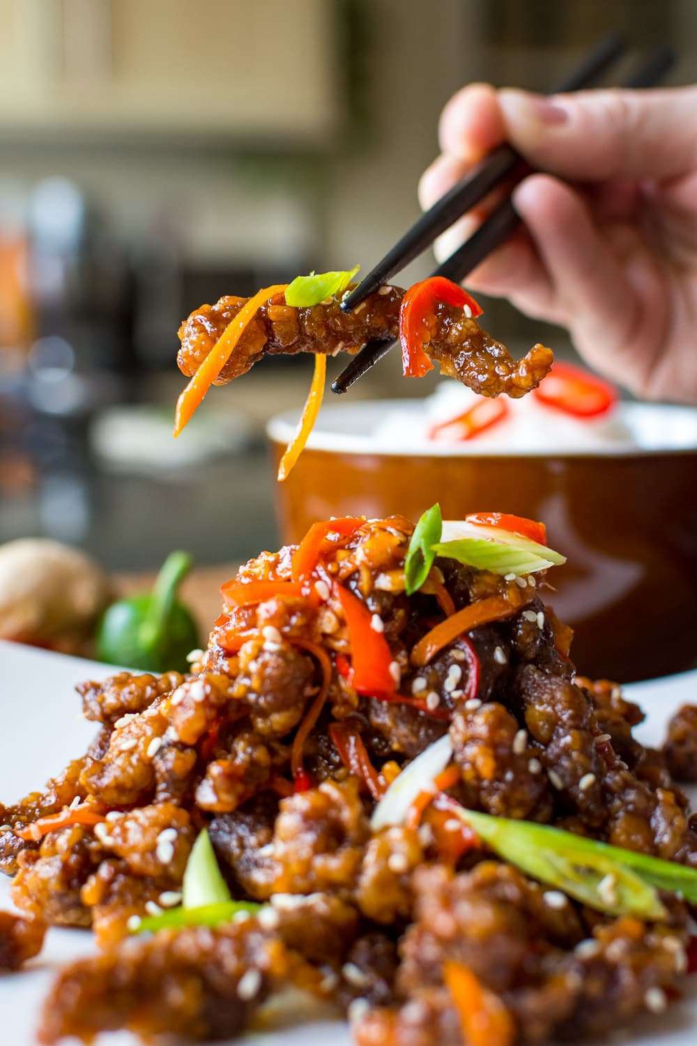 Crispy Chilli Beef With Sticky Sweet-Spicy Sauce