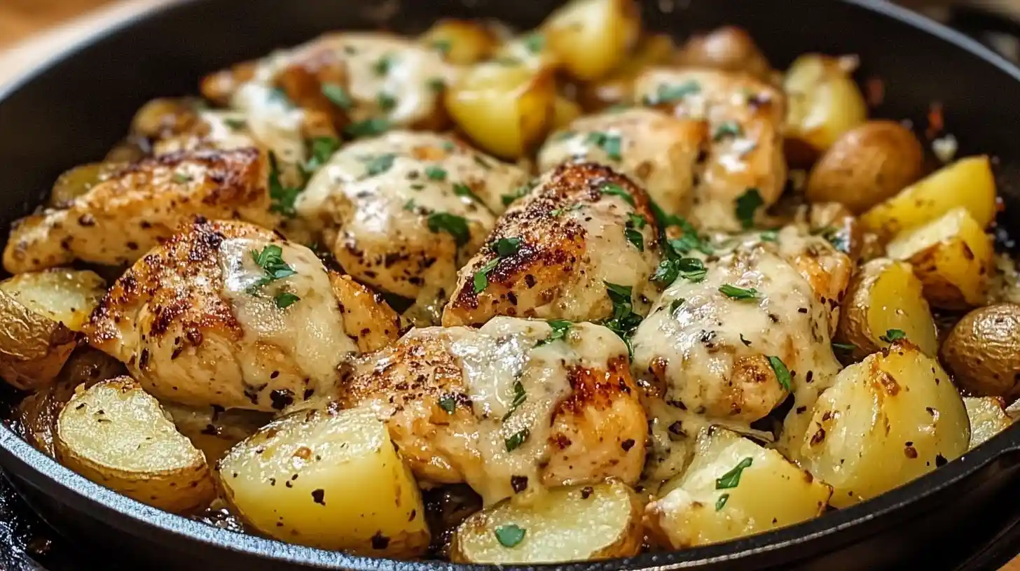 Garlic Parmesan Chicken and Potatoes Skillet: A One-Pan Comfort Meal