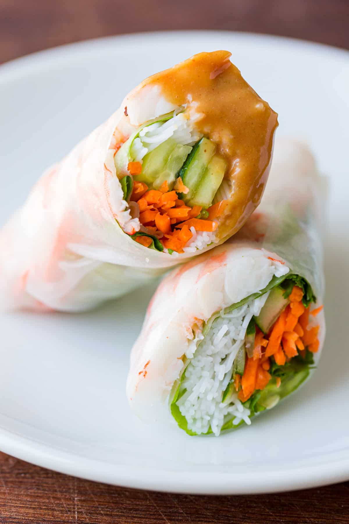 Fresh Spring Rolls with Vietnamese and Peanut Dipping Sauces