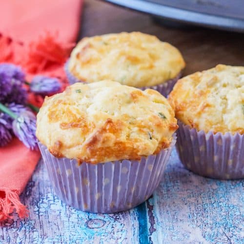 Cheddar Chive Muffins With Shredded Cheddar
