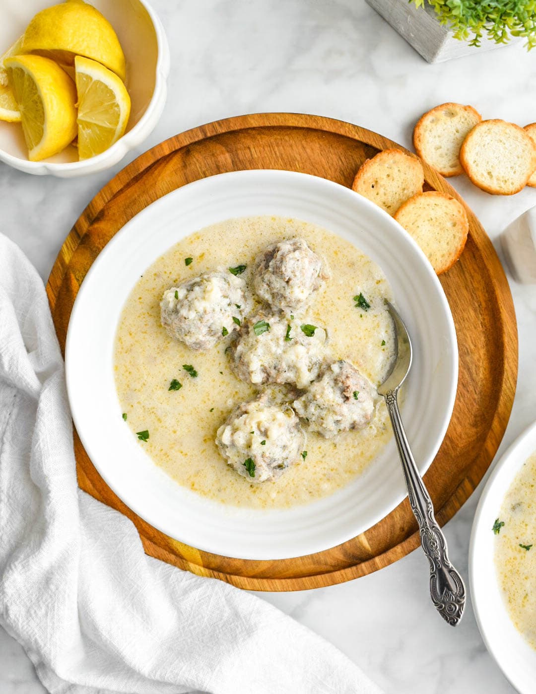 Greek Youvarlakia Avgolemono: Lemon Egg Meatball Soup