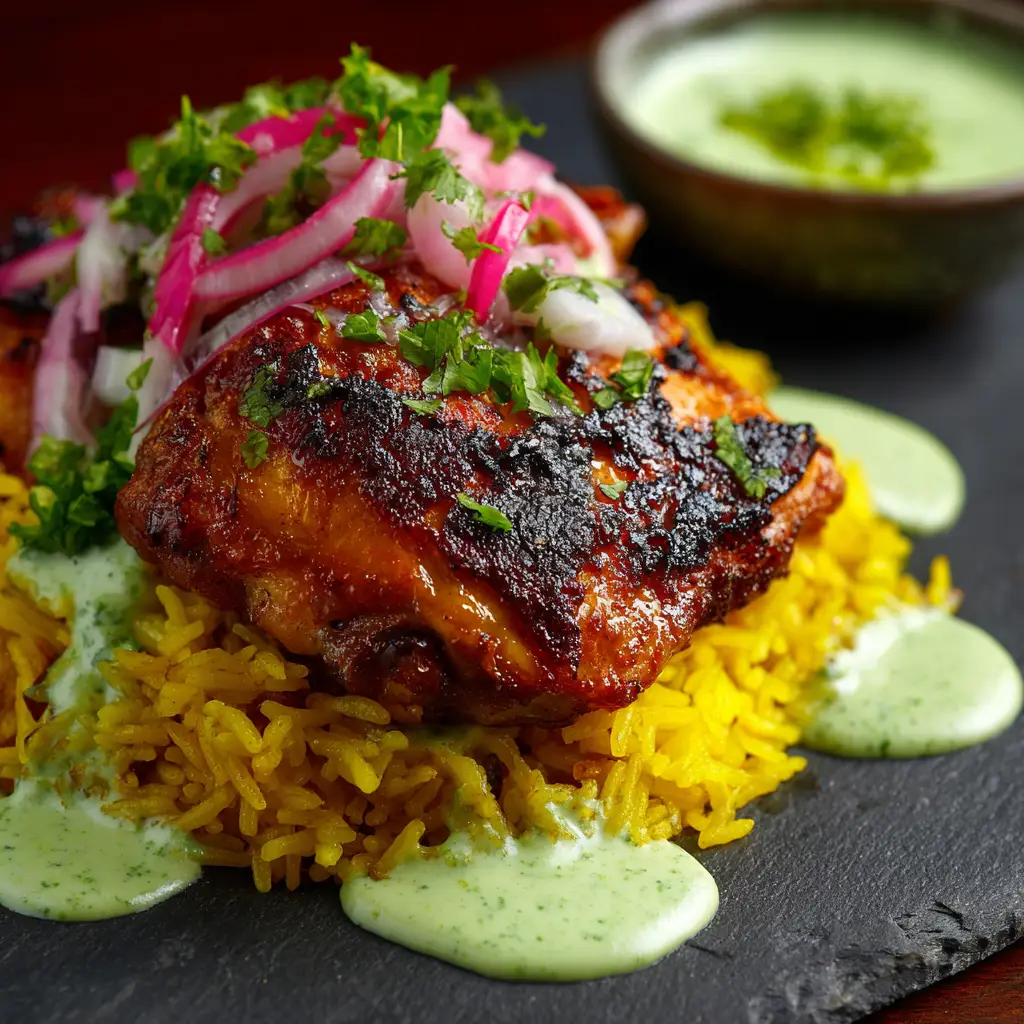 Peruvian Chicken and Rice with Cilantro Green Rice