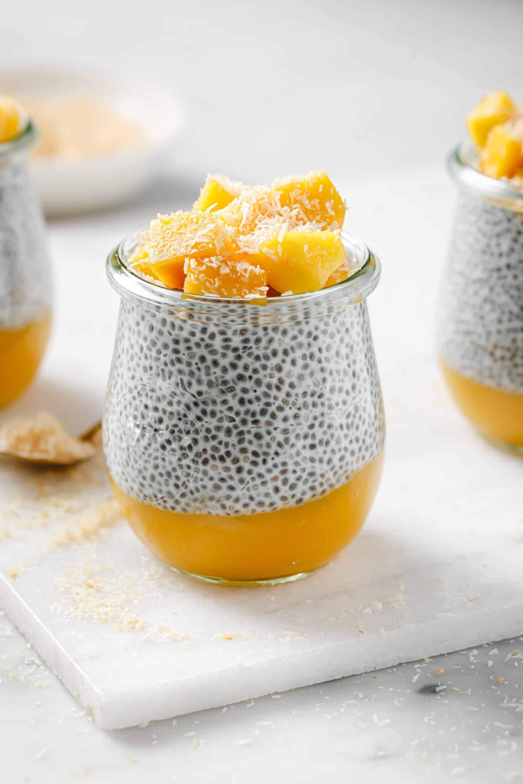 Mango Coconut Chia Pudding with Creamy Coconut Milk and Toasted Coconut