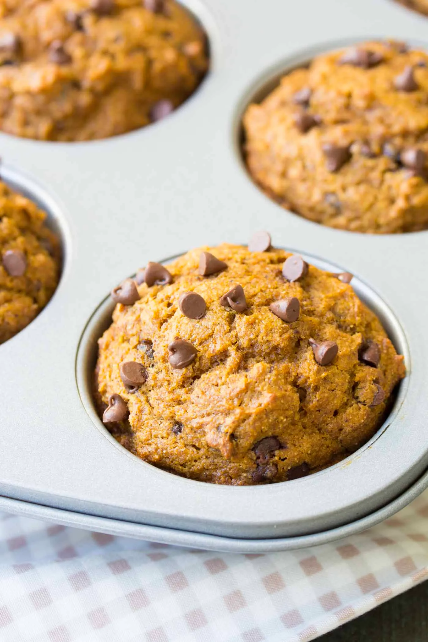 Pumpkin Chocolate Chip Muffins with Warm Spices and Mini Chocolate Chips