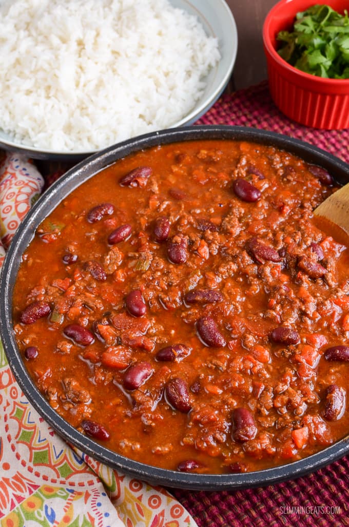 Rich Chilli Con Carne with Thick Tomato Sauce and Kidney Beans
