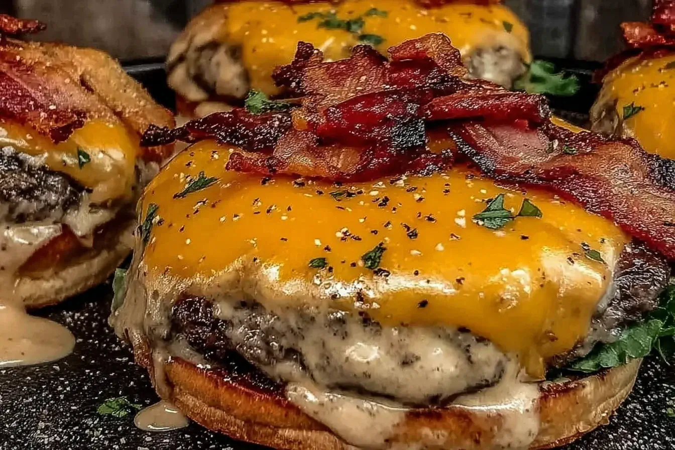 Crack Burgers: Juicy Bacon and Cheddar with Creamy Ranch Flavor