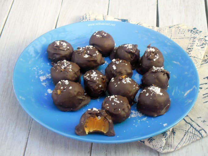 Salted Caramel Truffles with Dark Chocolate and Coarse Sea Salt