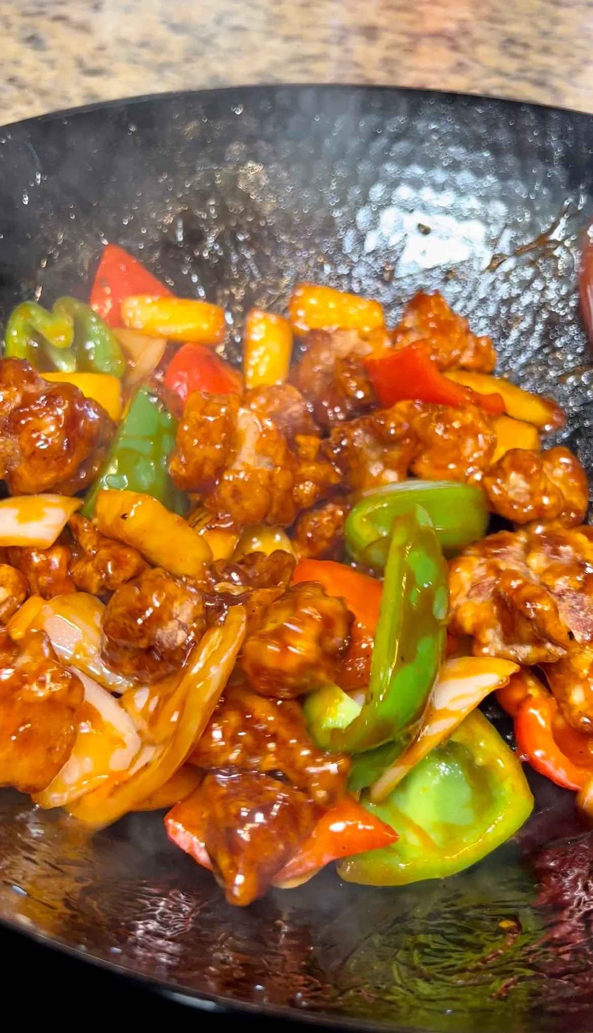 Sweet and Sour Pork with Crispy Batter and Tangy Red Sauce