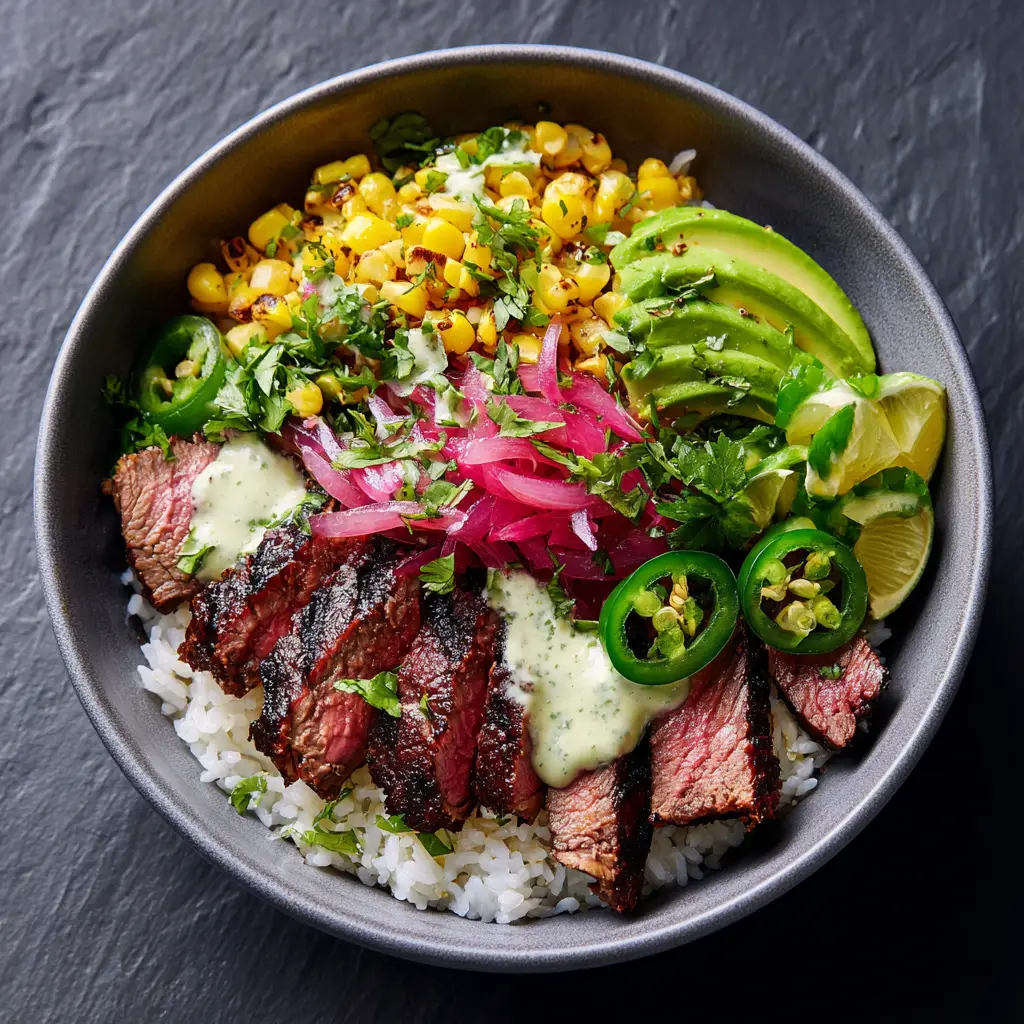 Steak and Avocado Bowl with Cilantro-Lime Vinaigrette
