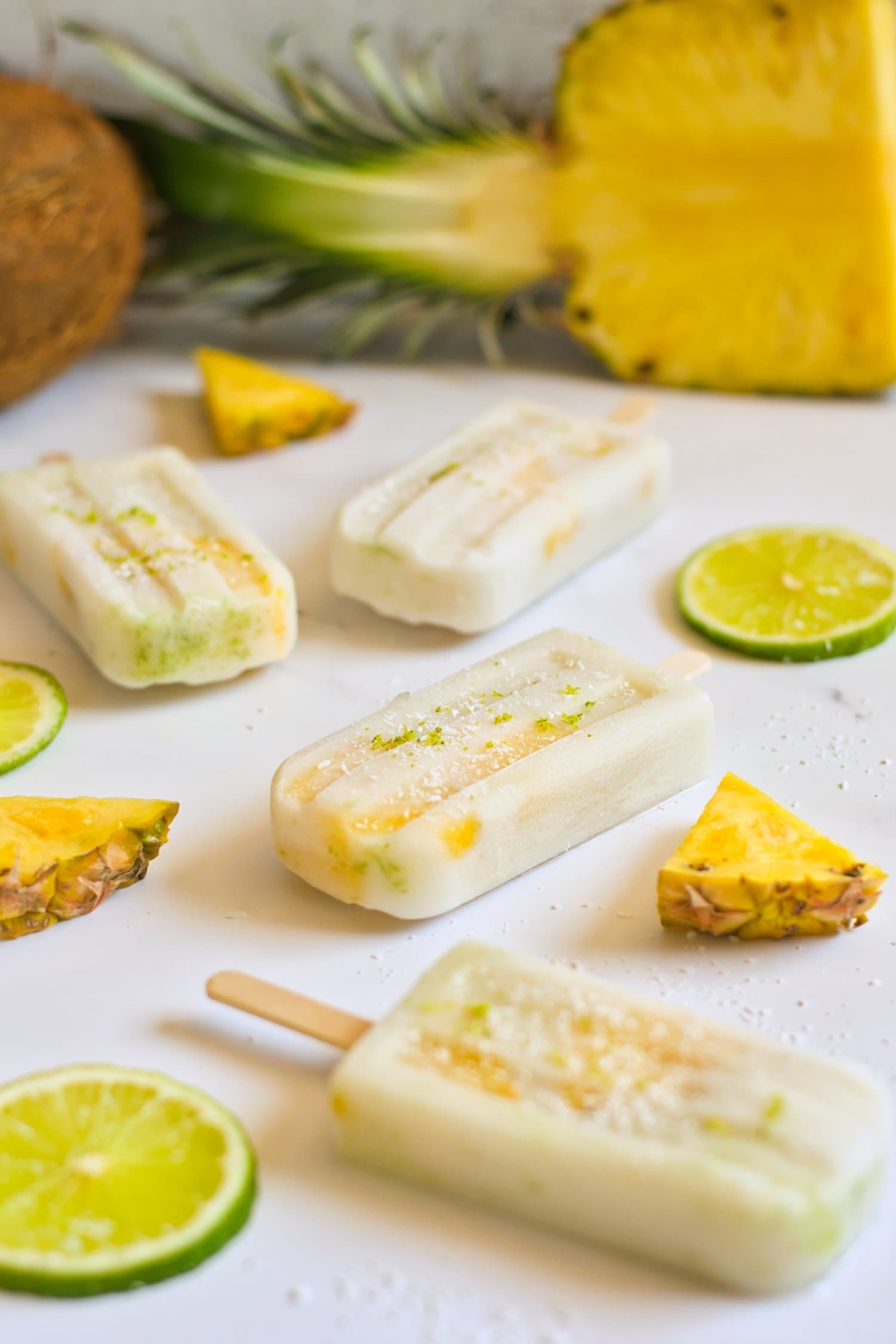 Coconut Pineapple Popsicles with Lime and Lemon