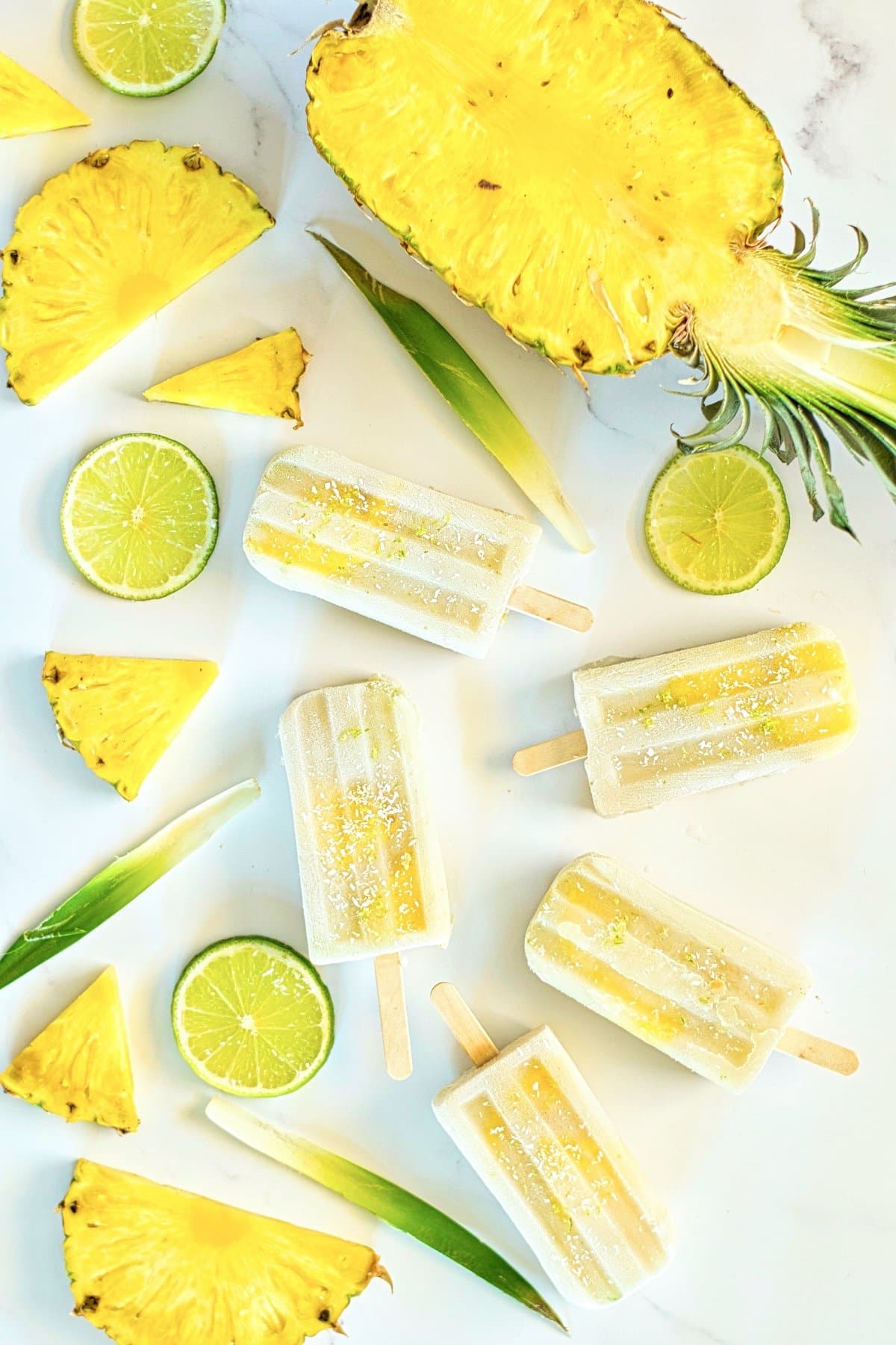 Coconut Pineapple Popsicles with Lime and Lemon