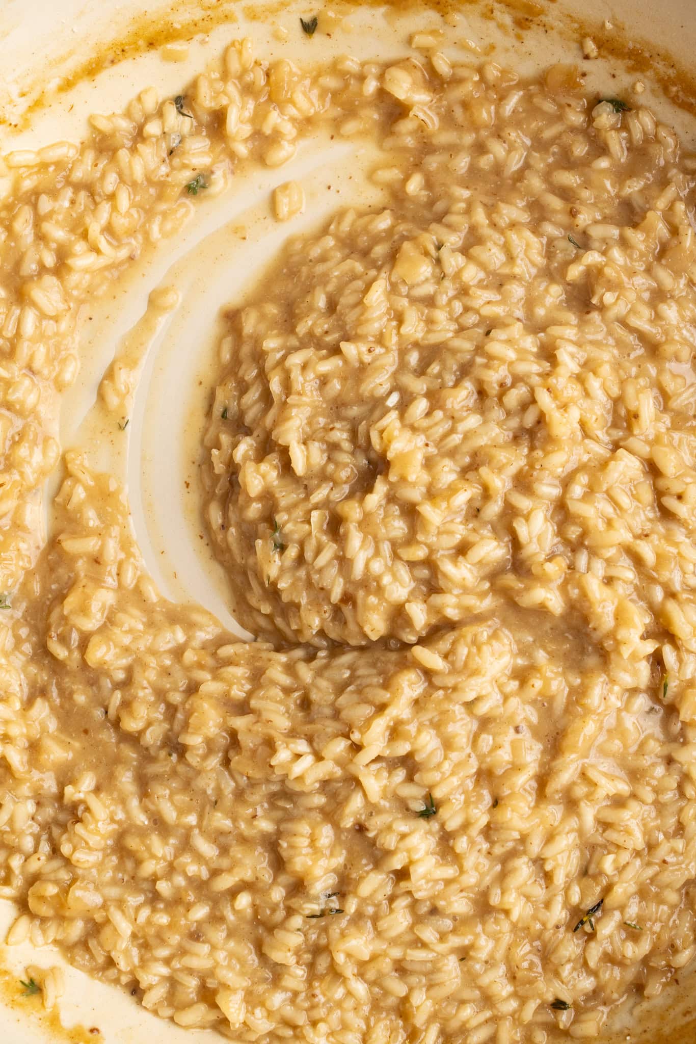 French Onion Risotto with Sweet Caramelized Onions and Beef Broth