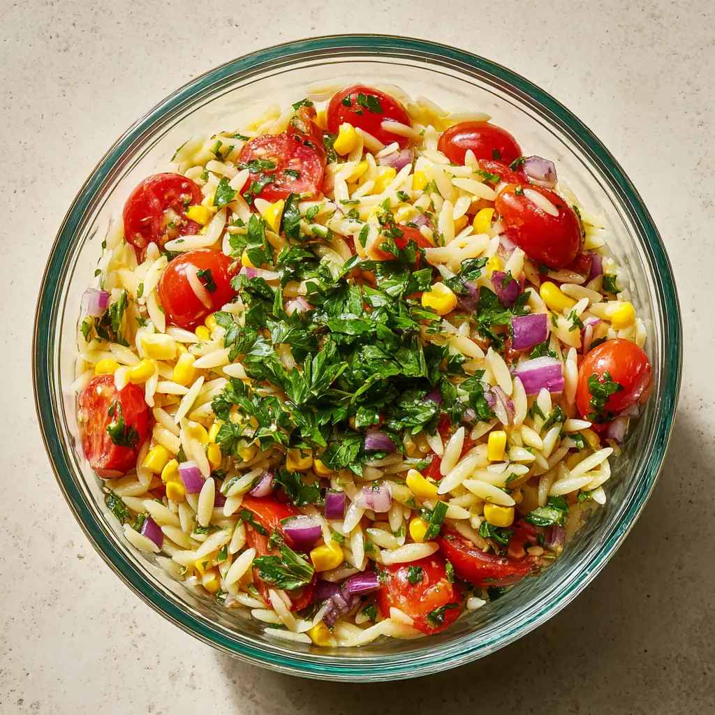 Summer Orzo Salad with Fresh Corn and Tomatoes