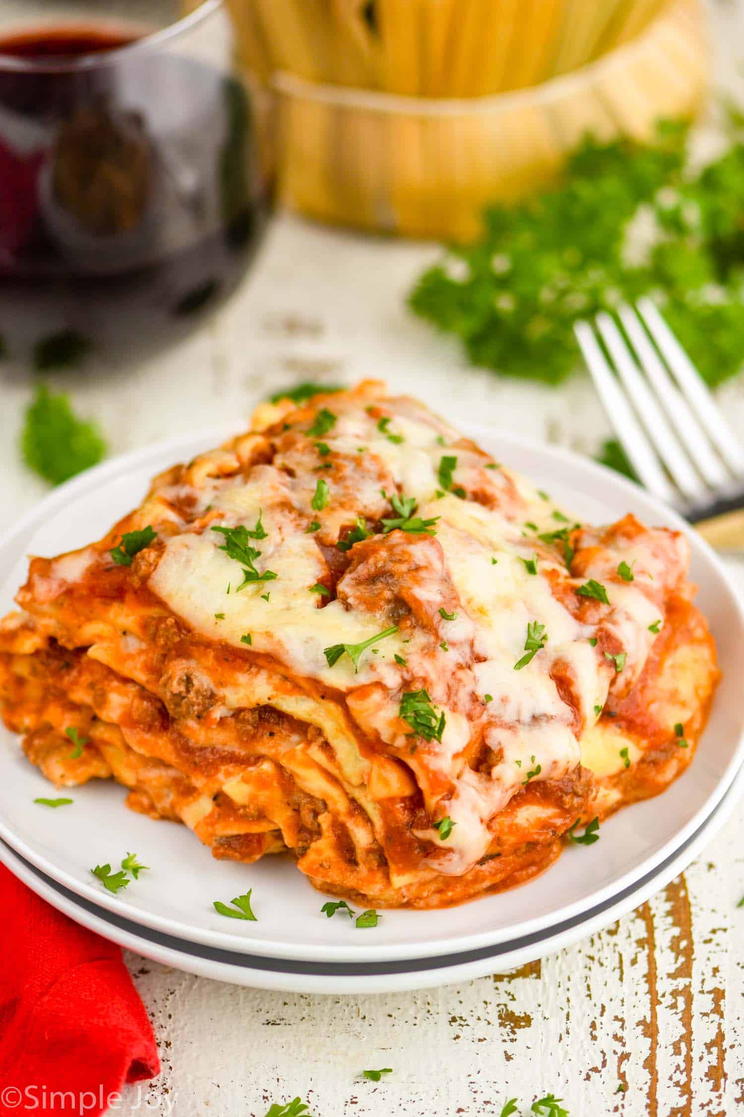 Crockpot Lasagna with Homemade Meat Sauce and Three Cheeses