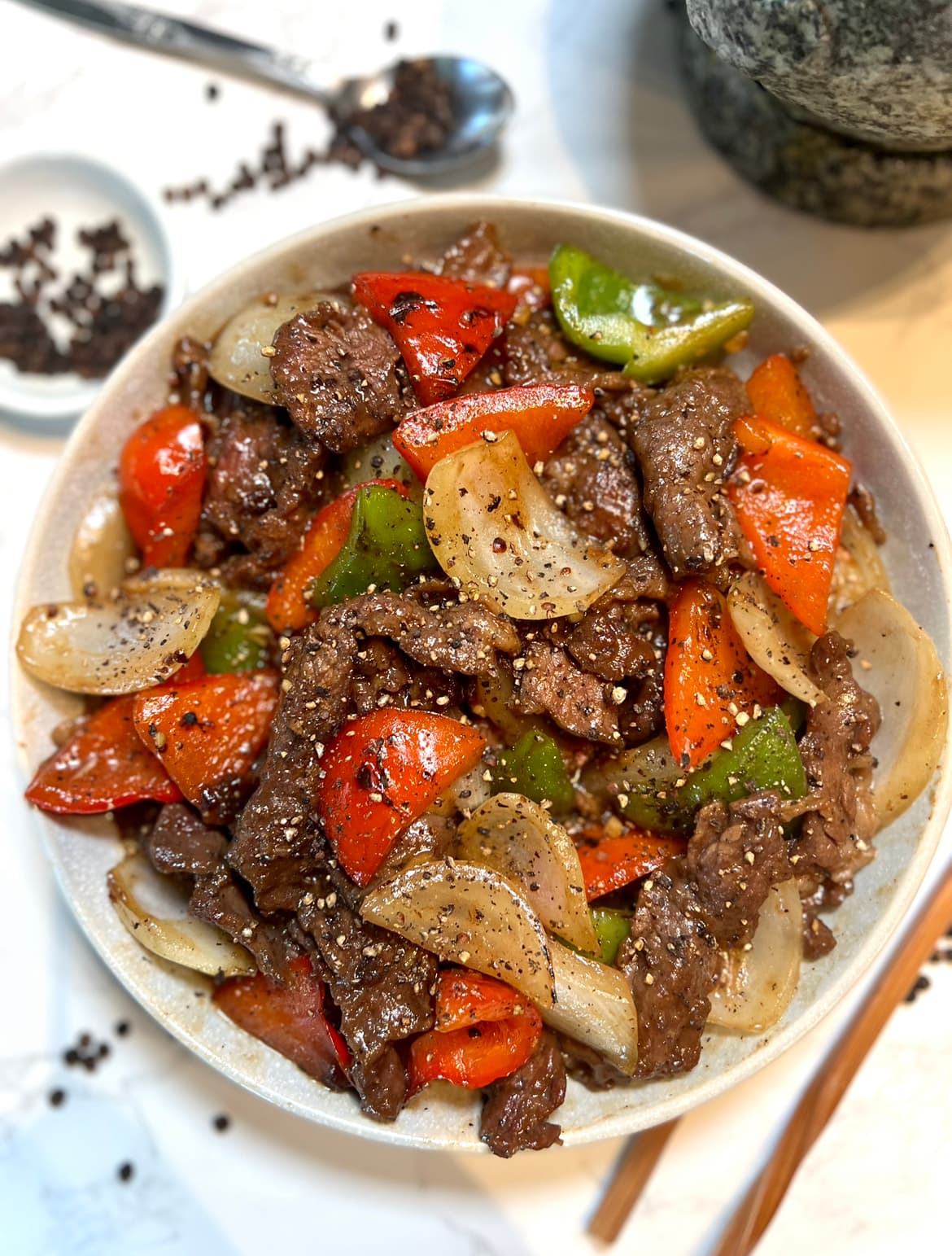 Black Pepper Beef with Crisp Bell Peppers and Peppery Stir-Fry Sauce