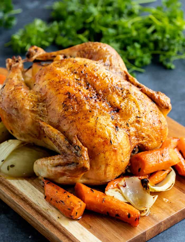 Ina Garten’s Roast Chicken with Thyme, Lemon, Roasted Vegetables, and Gravy