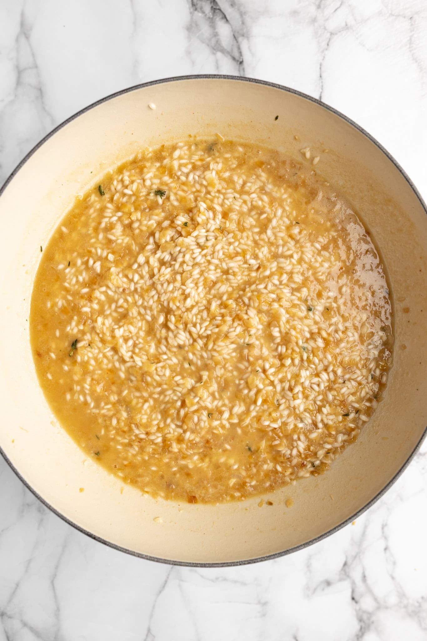 French Onion Risotto with Sweet Caramelized Onions and Beef Broth