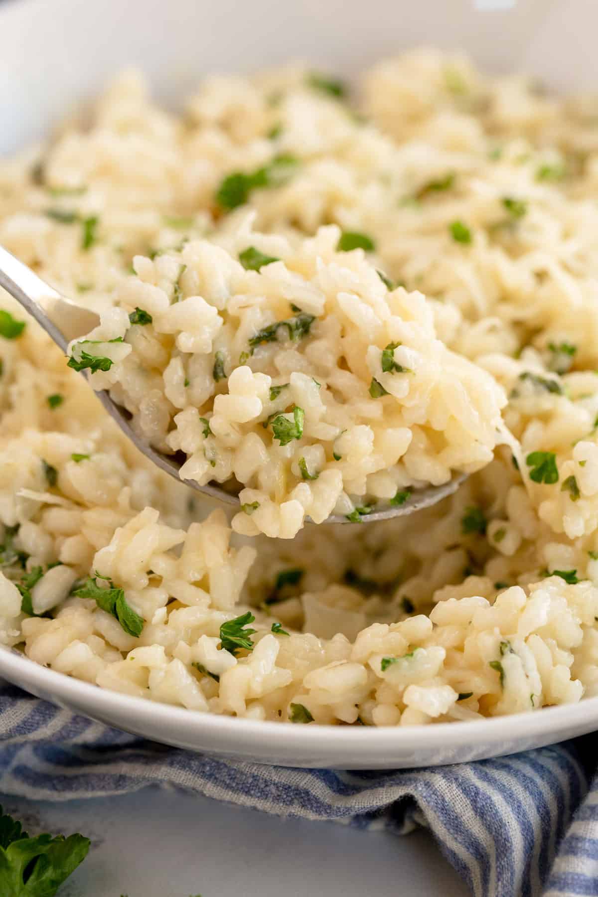 Garlic Parmesan Risotto with Freshly Grated Parmesan and Garlic