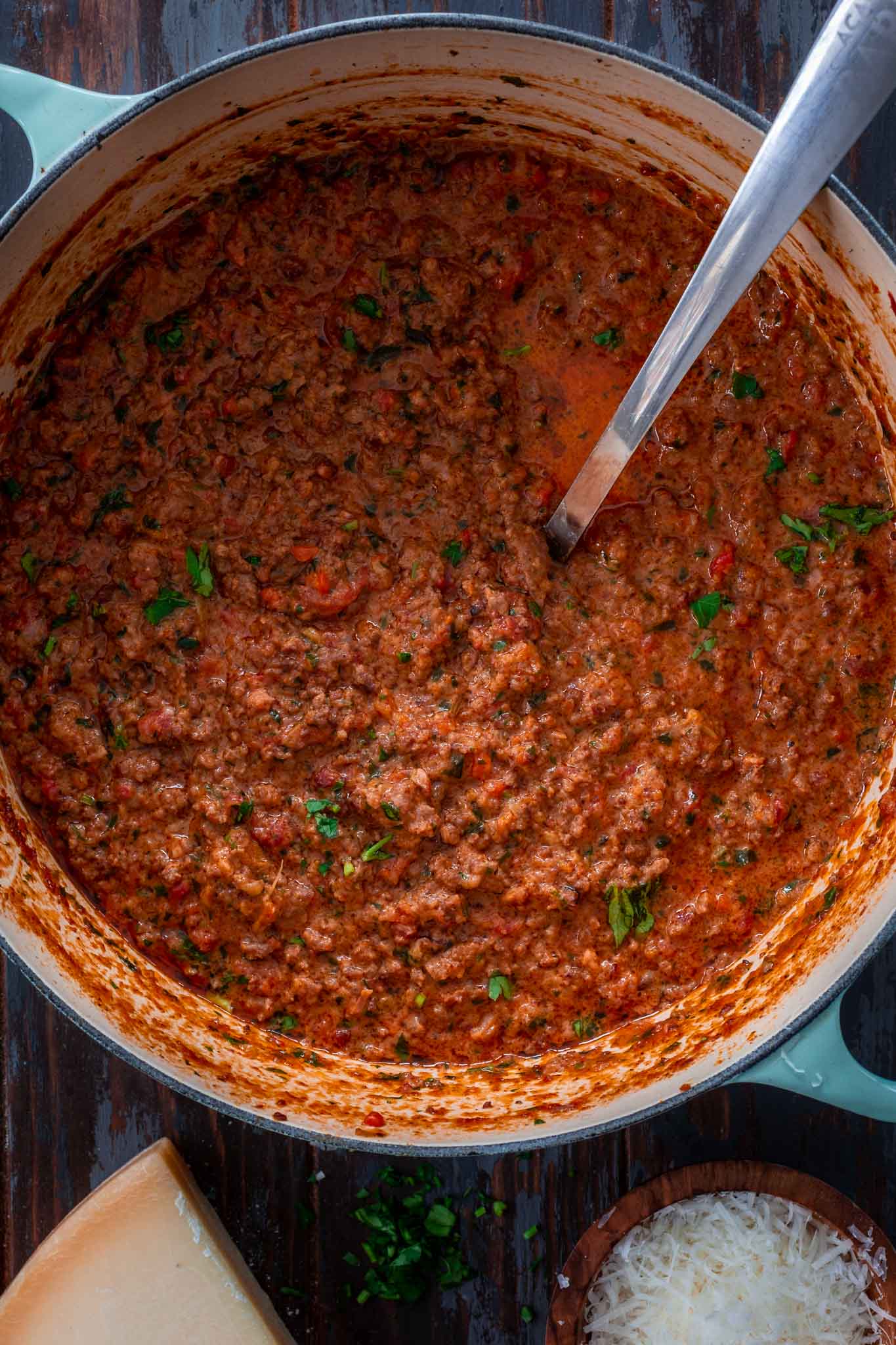 Classic Bolognese Sauce with Beef, Pork, and San Marzano Tomatoes