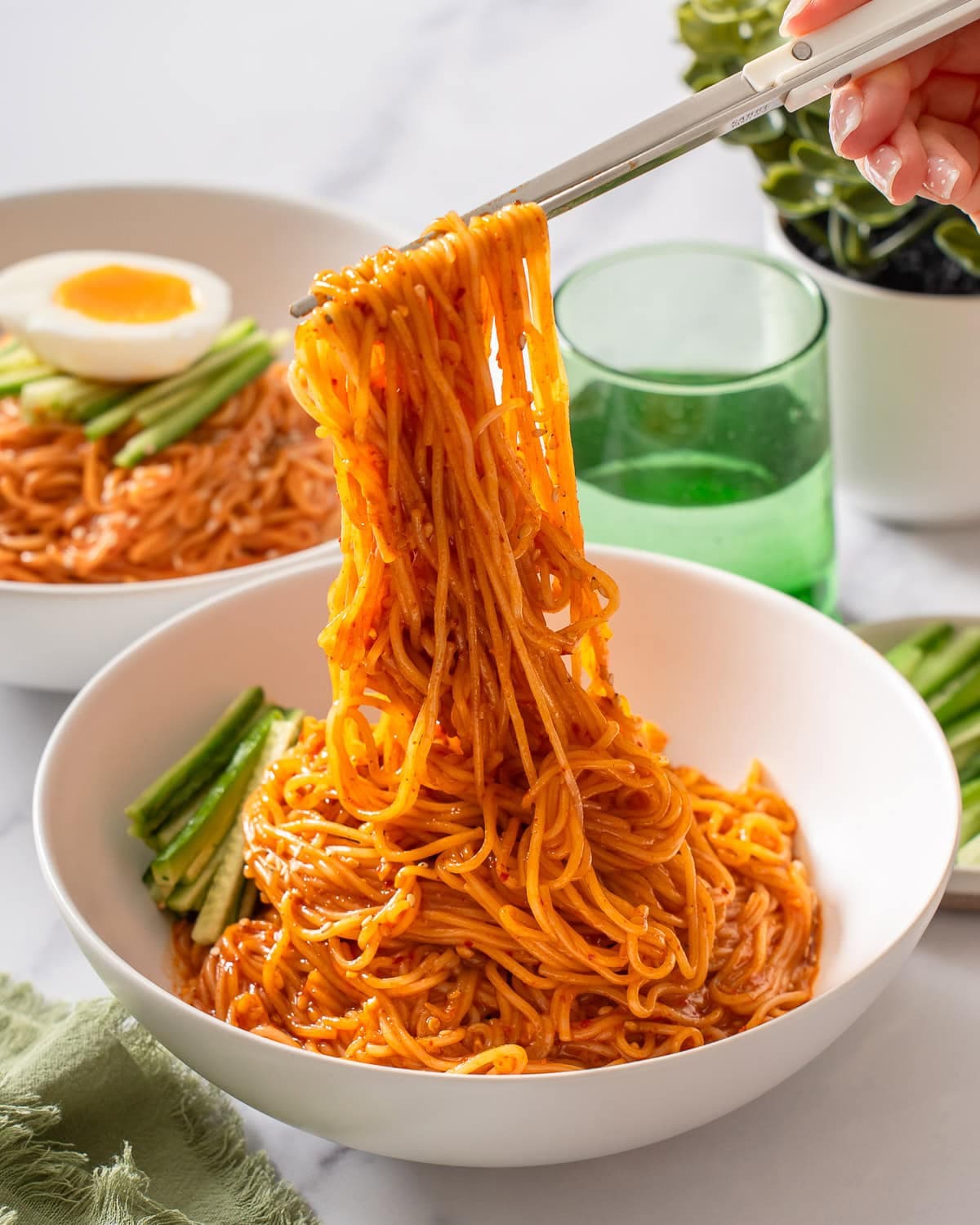 Bibim Guksu: Korean Spicy Cold Noodles with Gochujang and Cucumber