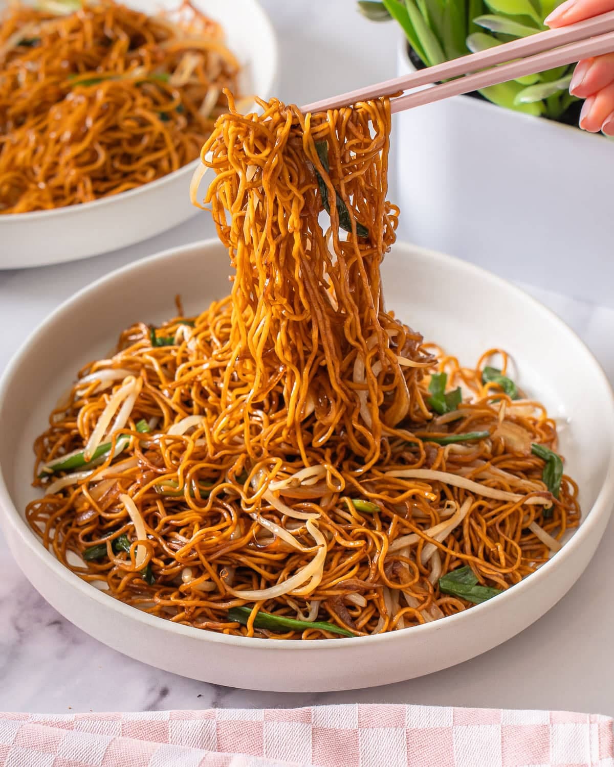 Cantonese Chow Mein with Crispy Noodles and Savory Soy Sauce