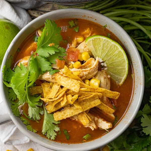 Chicken Tortilla Soup with Black Beans and Corn