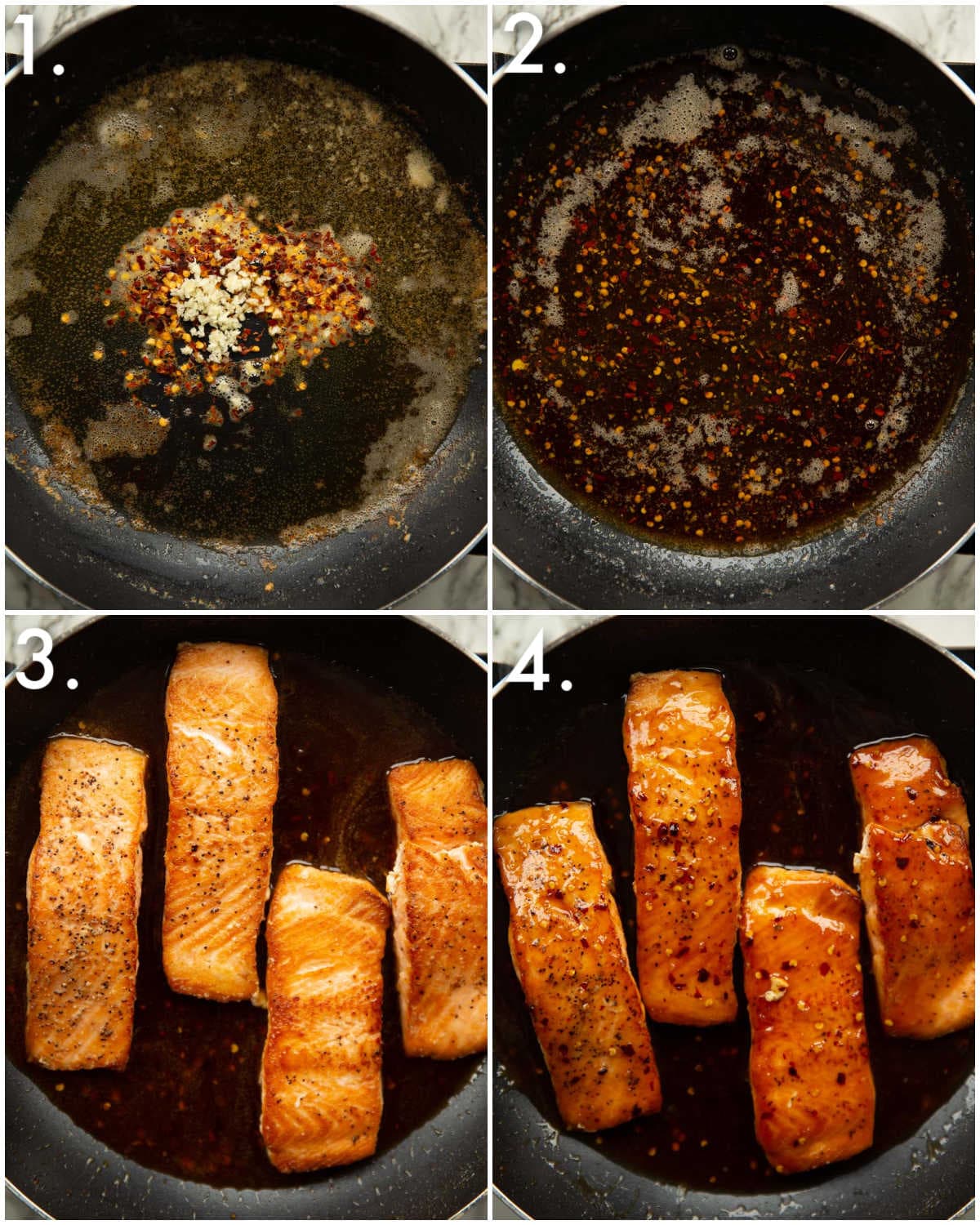 Hot Honey Butter Salmon with Sticky Garlic Soy Glaze