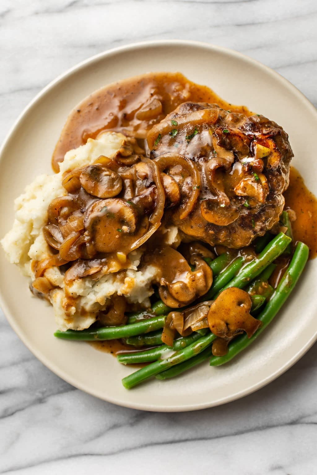 Easy Salisbury Steak with Cremini Mushroom and Onion Gravy