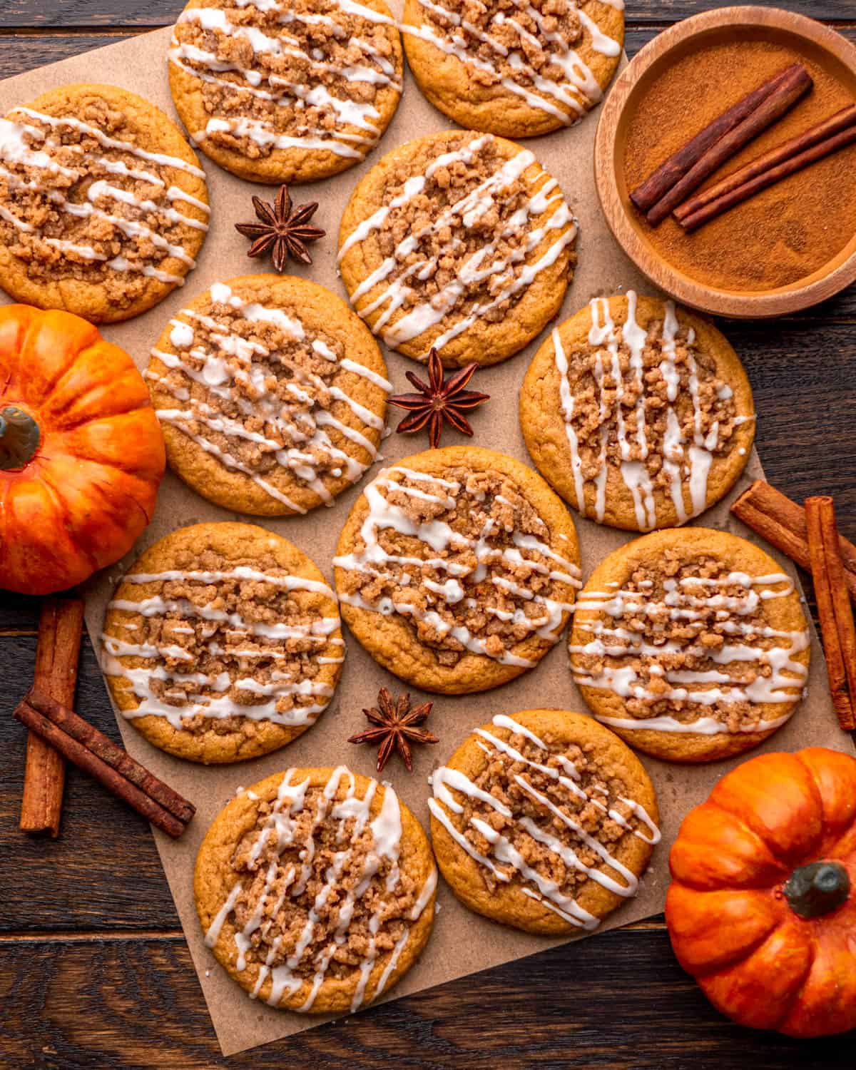 Pumpkin Coffee Cake Cookies with Crunchy Brown Sugar Streusel