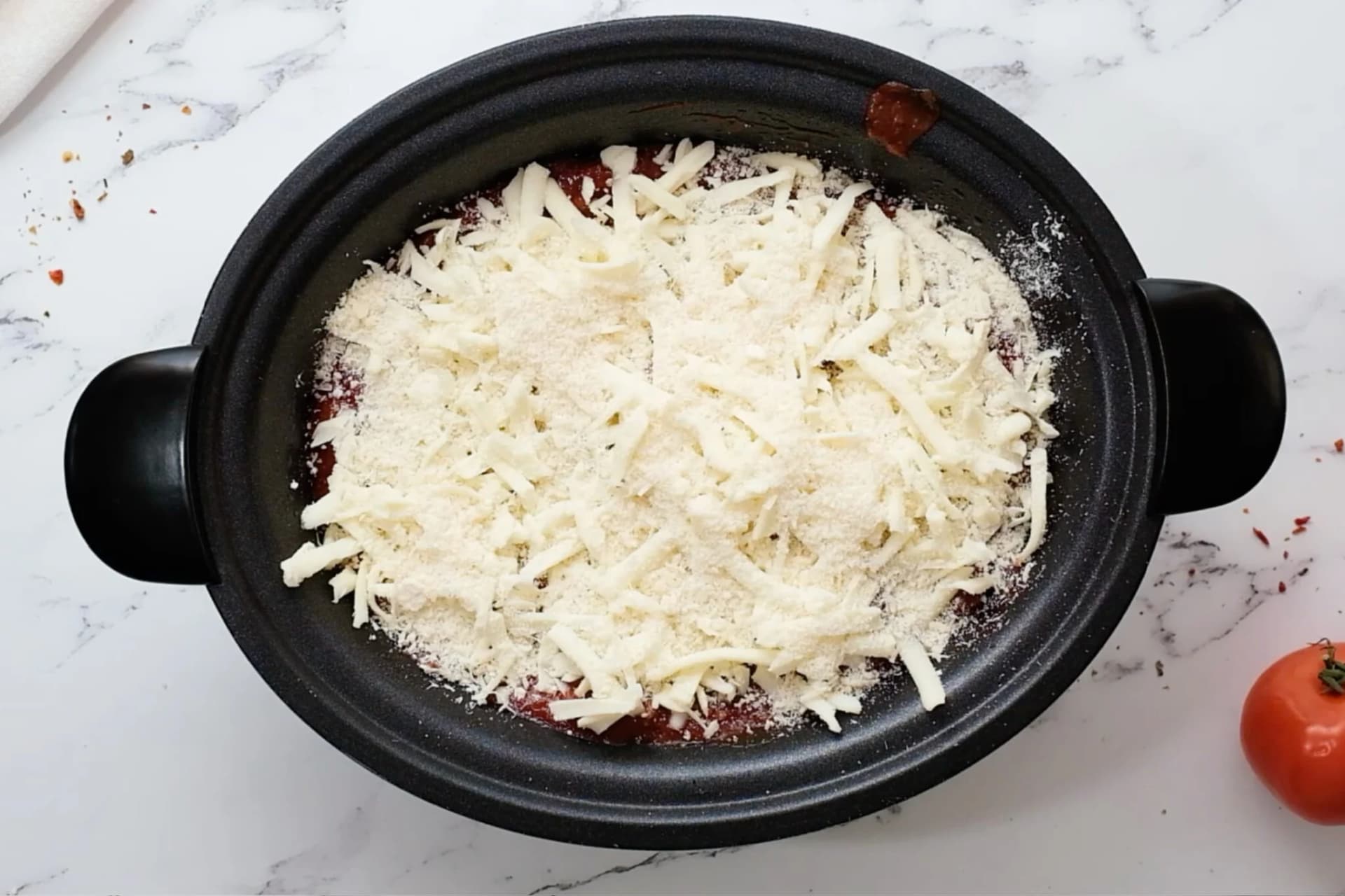 Crockpot Lasagna with Homemade Meat Sauce and Three Cheeses