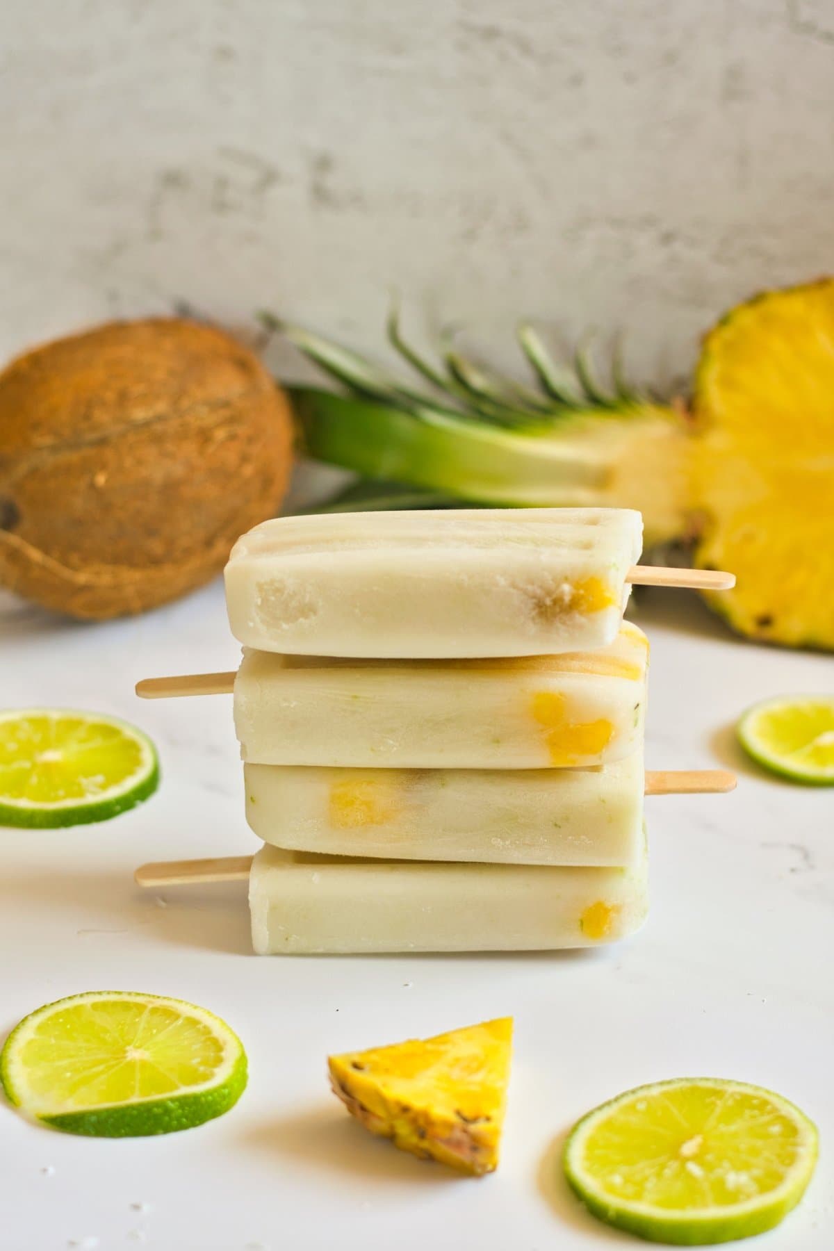 Coconut Pineapple Popsicles with Lime and Lemon