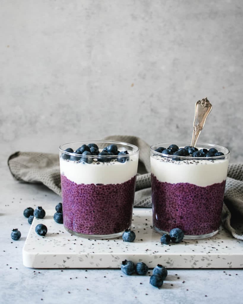 Blueberry Chia Pudding with Creamy Yoghurt and Fresh Berries