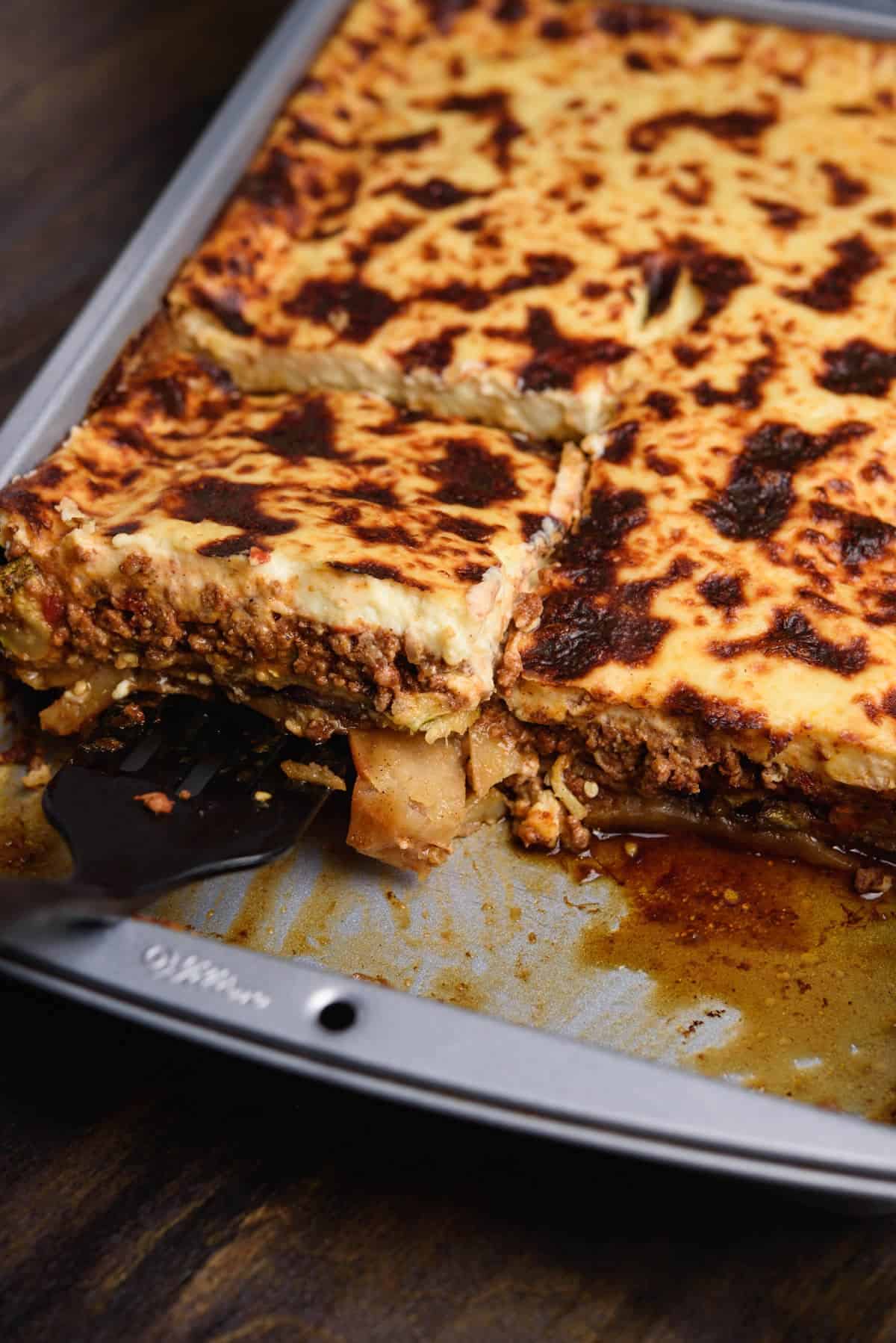 Greek Moussaka with Fried Vegetables and Golden Béchamel
