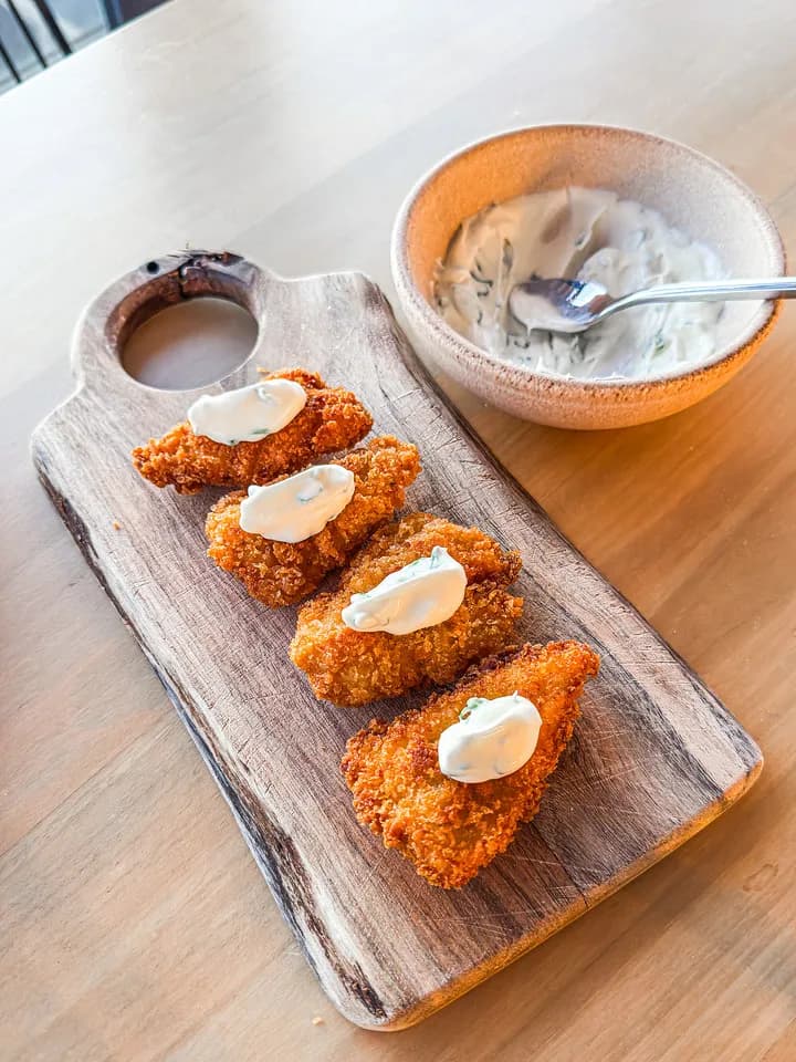 Chicken Katsu with Caviar: Crisp Panko and Cool Crème Fraîche