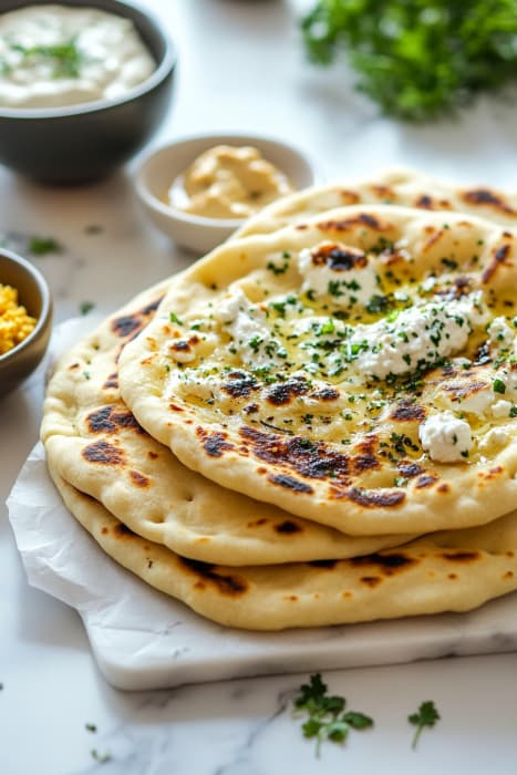 Cottage Cheese Flatbread with Soft Centers and Golden Toasted Spots