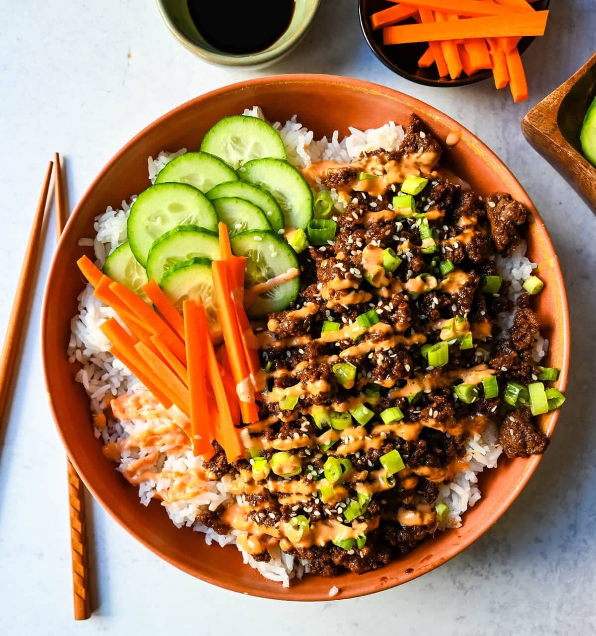 Korean Beef Bowls with Sweet-Salty Garlic Ginger Sauce