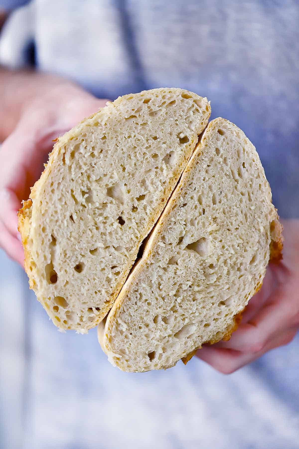 Dutch Oven No Knead Bread with a Crisp Crust and Fluffy Interior