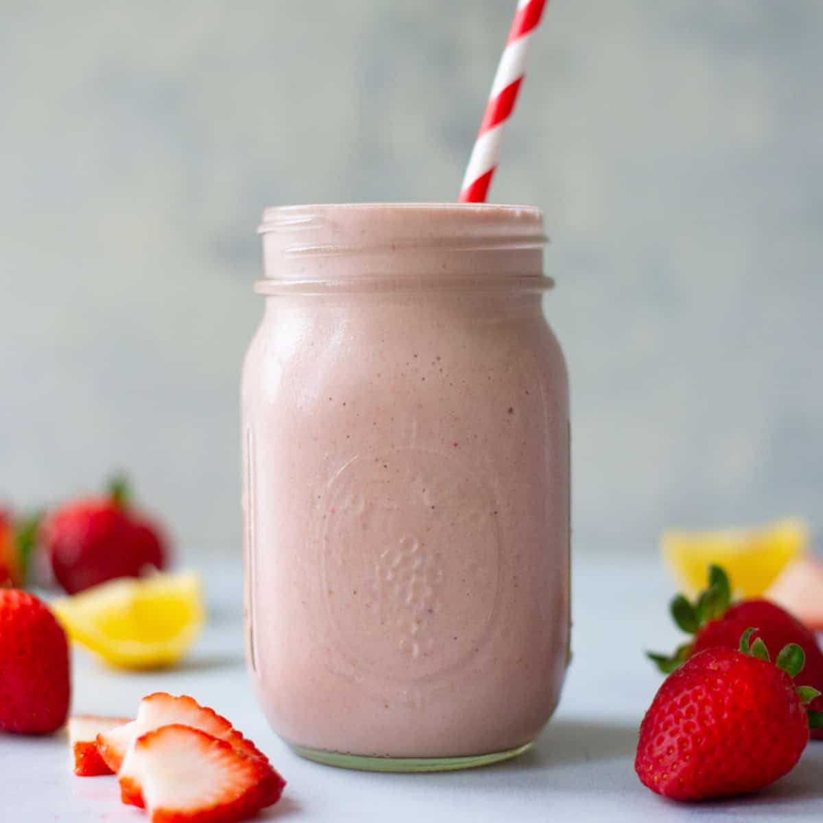 PB&J Protein Smoothie with Frozen Strawberries