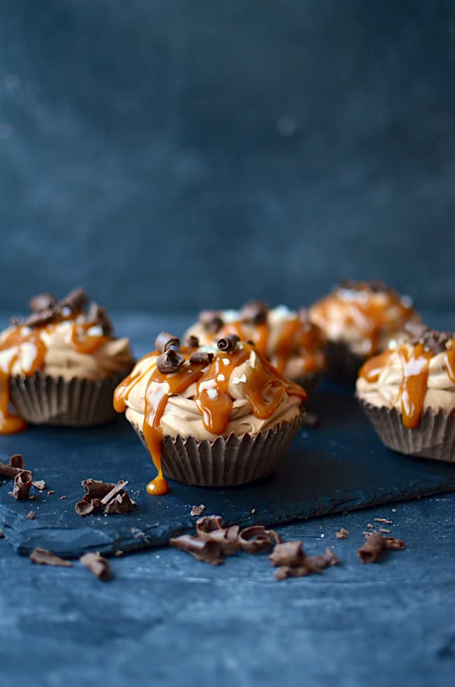 Salted Caramel Chocolate Mousse Cups with Crisp Chocolate Shells