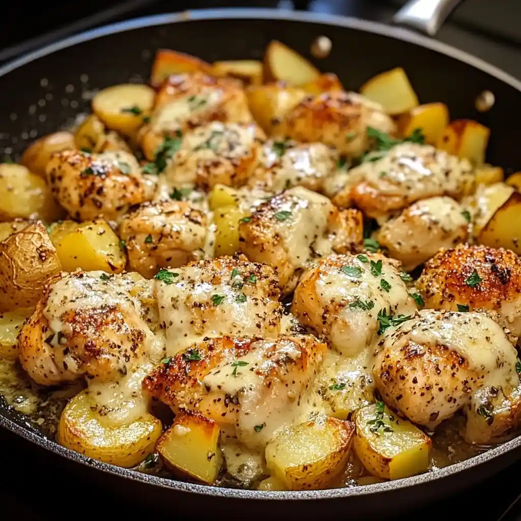 Garlic Parmesan Chicken and Potatoes Skillet: A One-Pan Comfort Meal