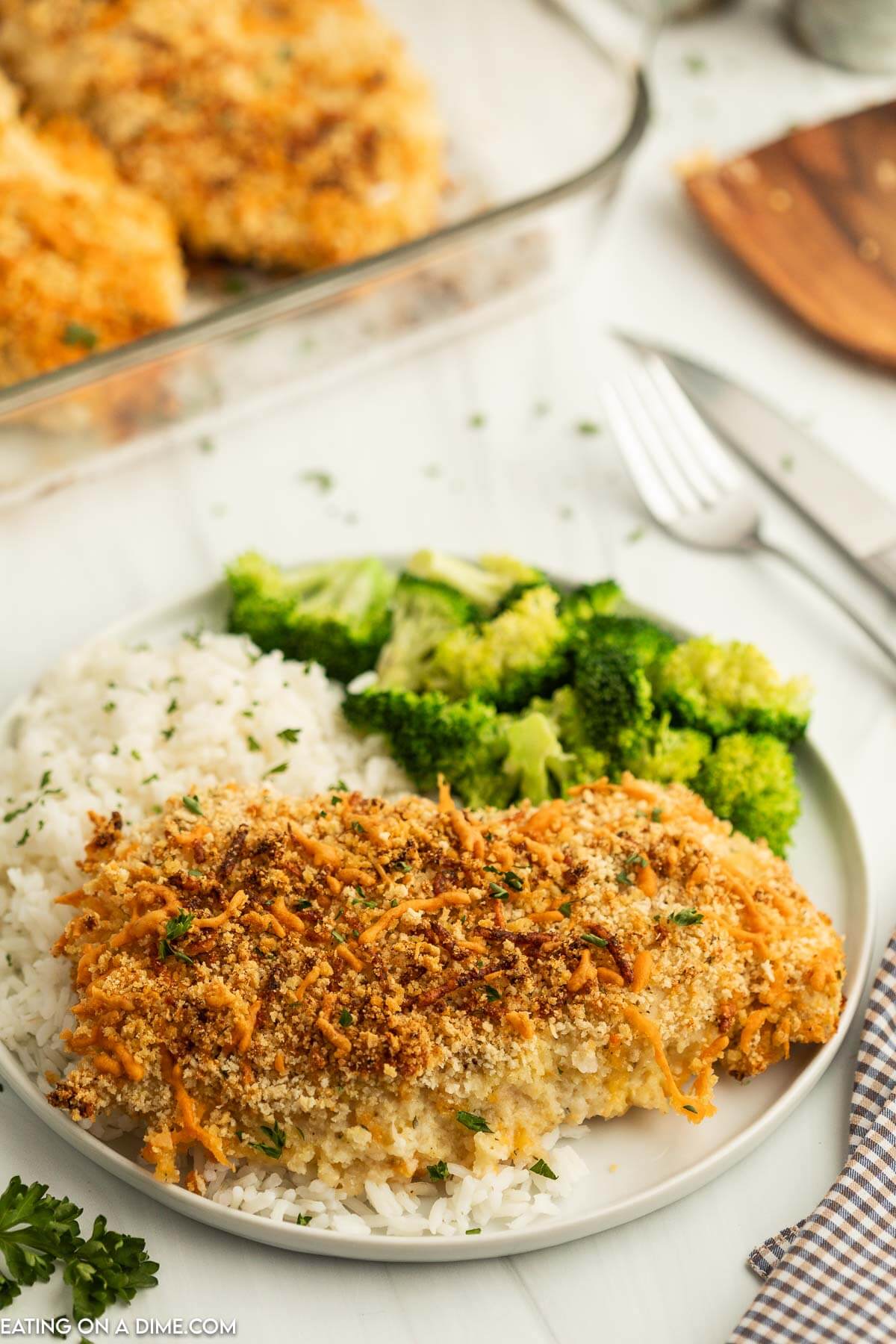Baked Ranch Chicken with Crispy Panko and Sharp Cheddar