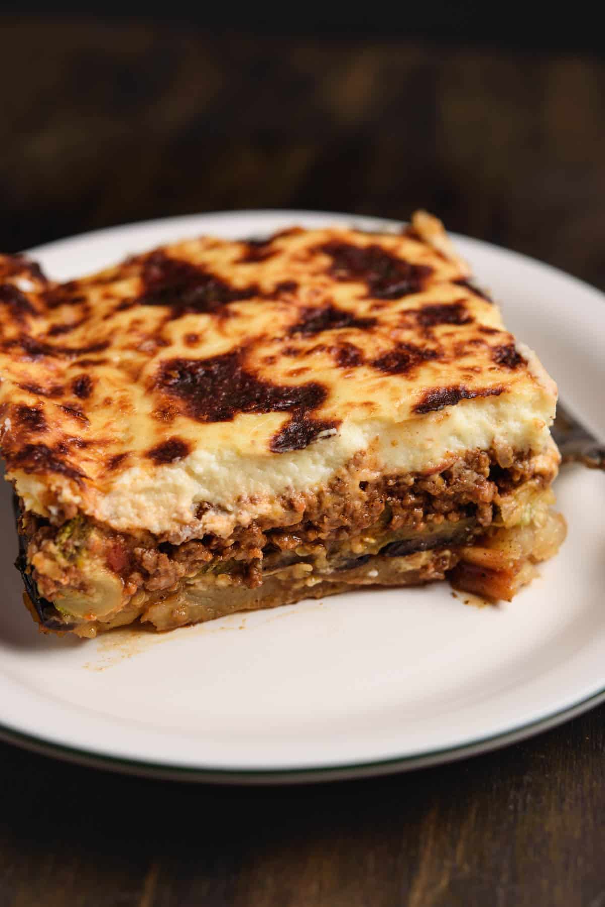 Greek Moussaka with Fried Vegetables and Golden Béchamel