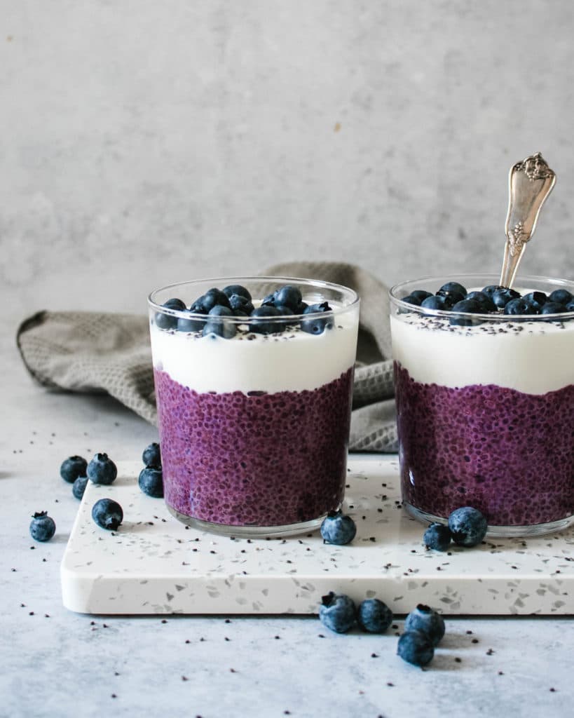 Blueberry Chia Pudding with Creamy Yoghurt and Fresh Berries