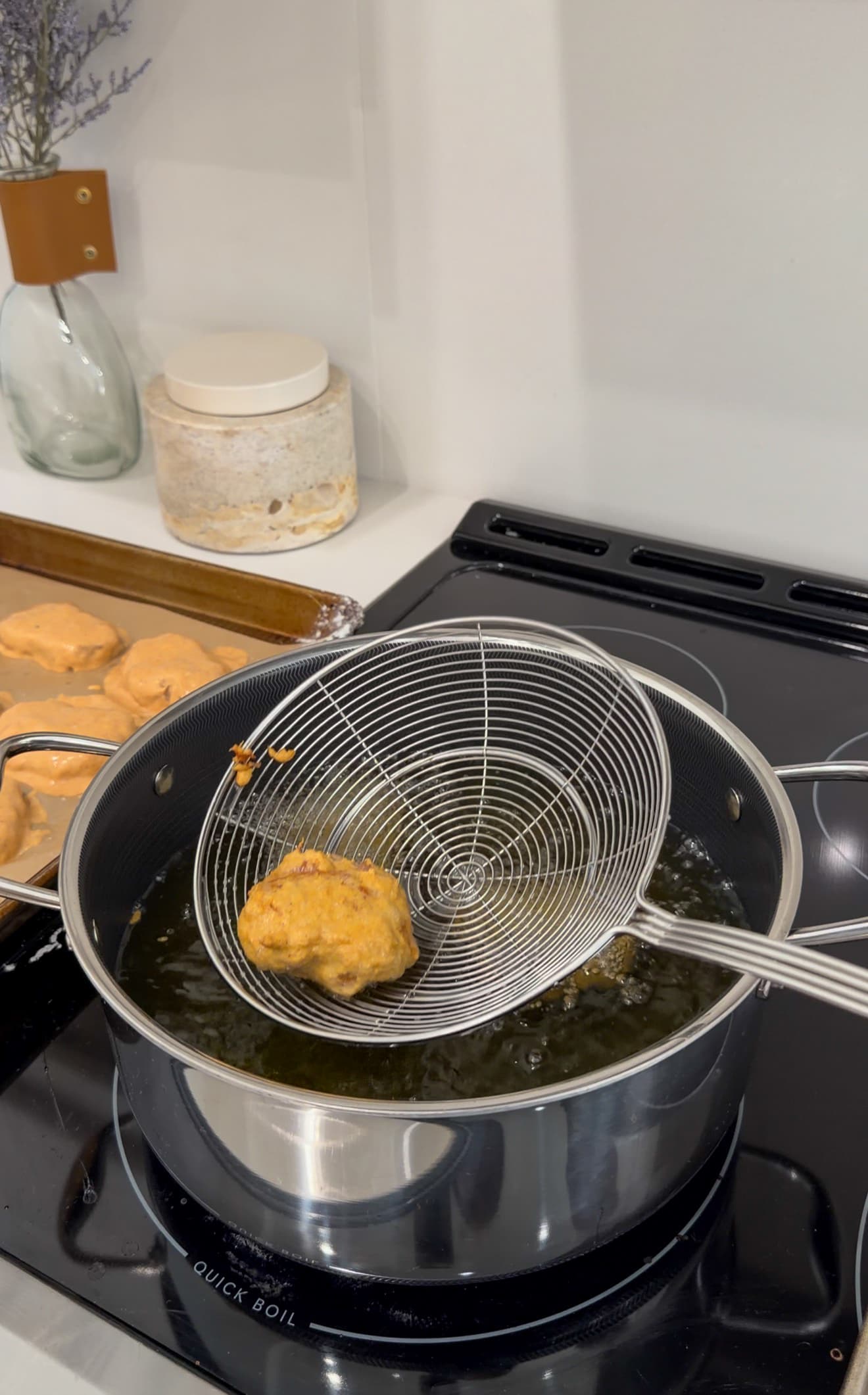 Crispy Chicken Nuggets with Crème Fraîche and Briny Caviar