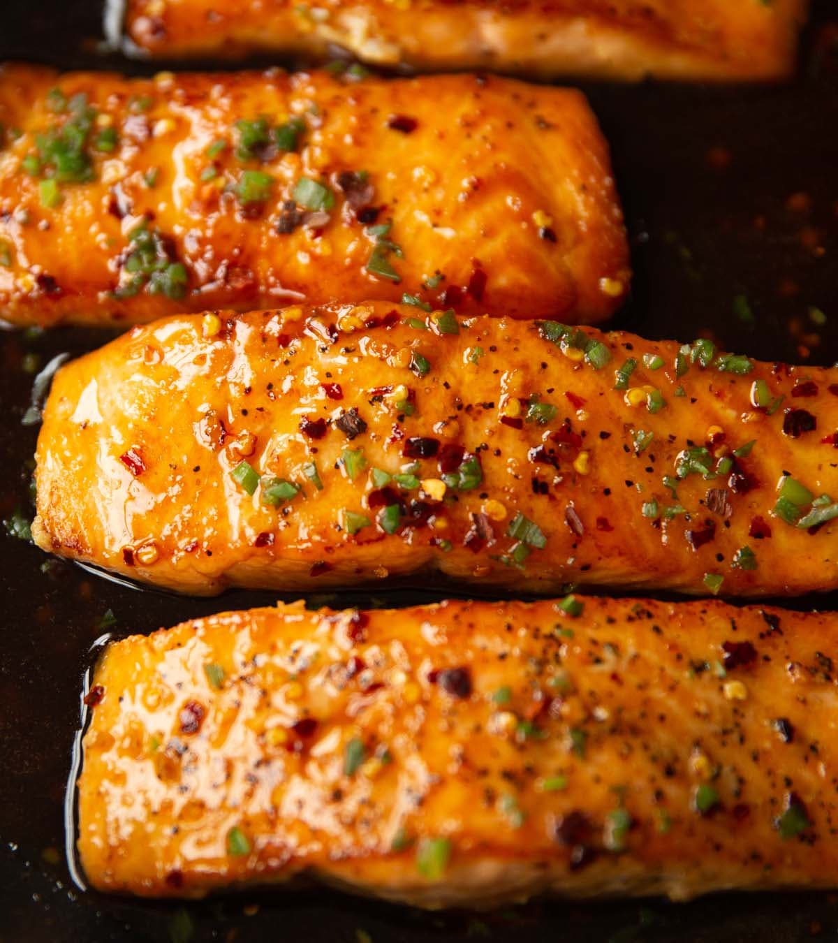 Hot Honey Butter Salmon with Sticky Garlic Soy Glaze