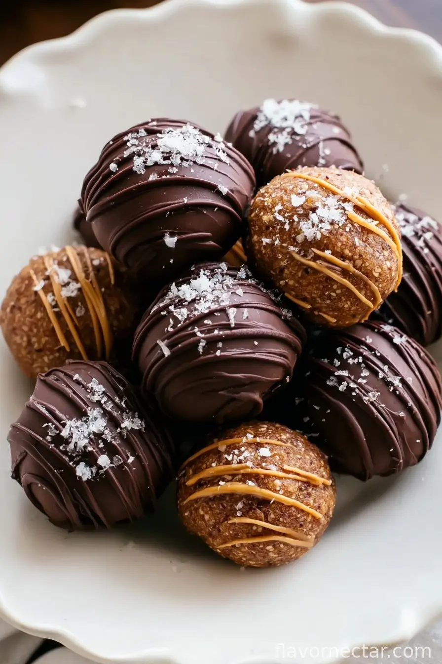 Banana Bread Protein Balls: Quick No-Bake Snack with Nutty Chocolate Drizzle