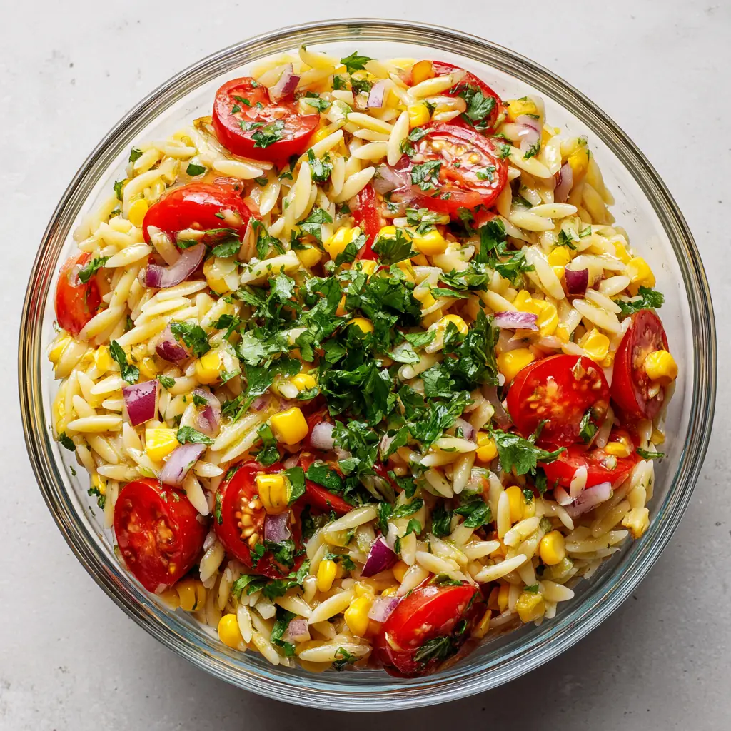 Summer Orzo Salad with Fresh Corn and Tomatoes