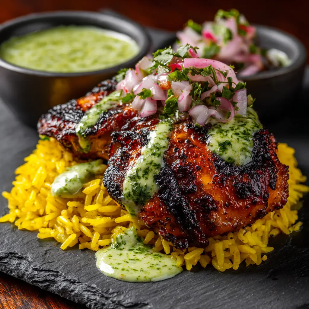Peruvian Chicken and Rice with Cilantro Green Rice
