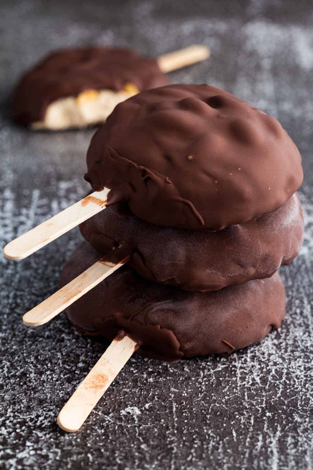 Peanut Butter Frozen Yogurt Bars with Chocolate Shell