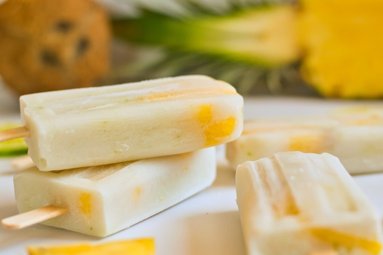 Coconut Pineapple Popsicles with Lime and Lemon